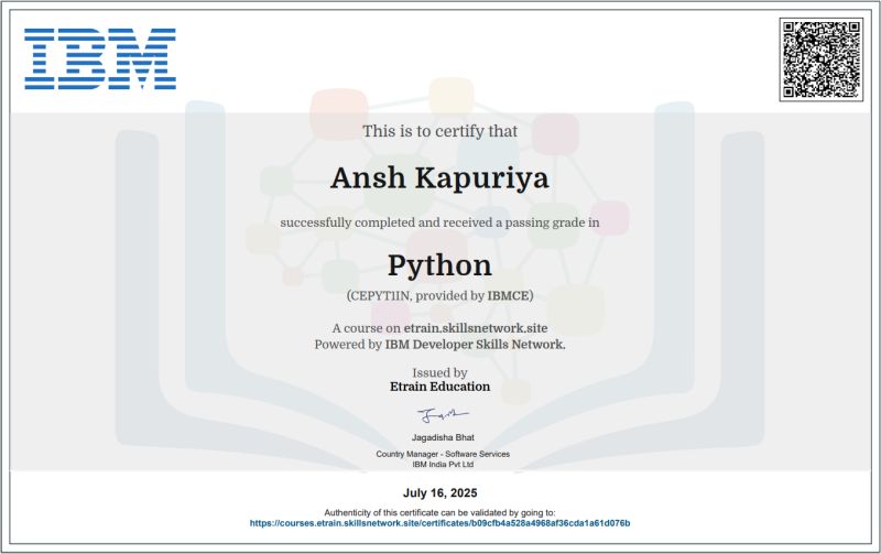 IBM Python Certificate